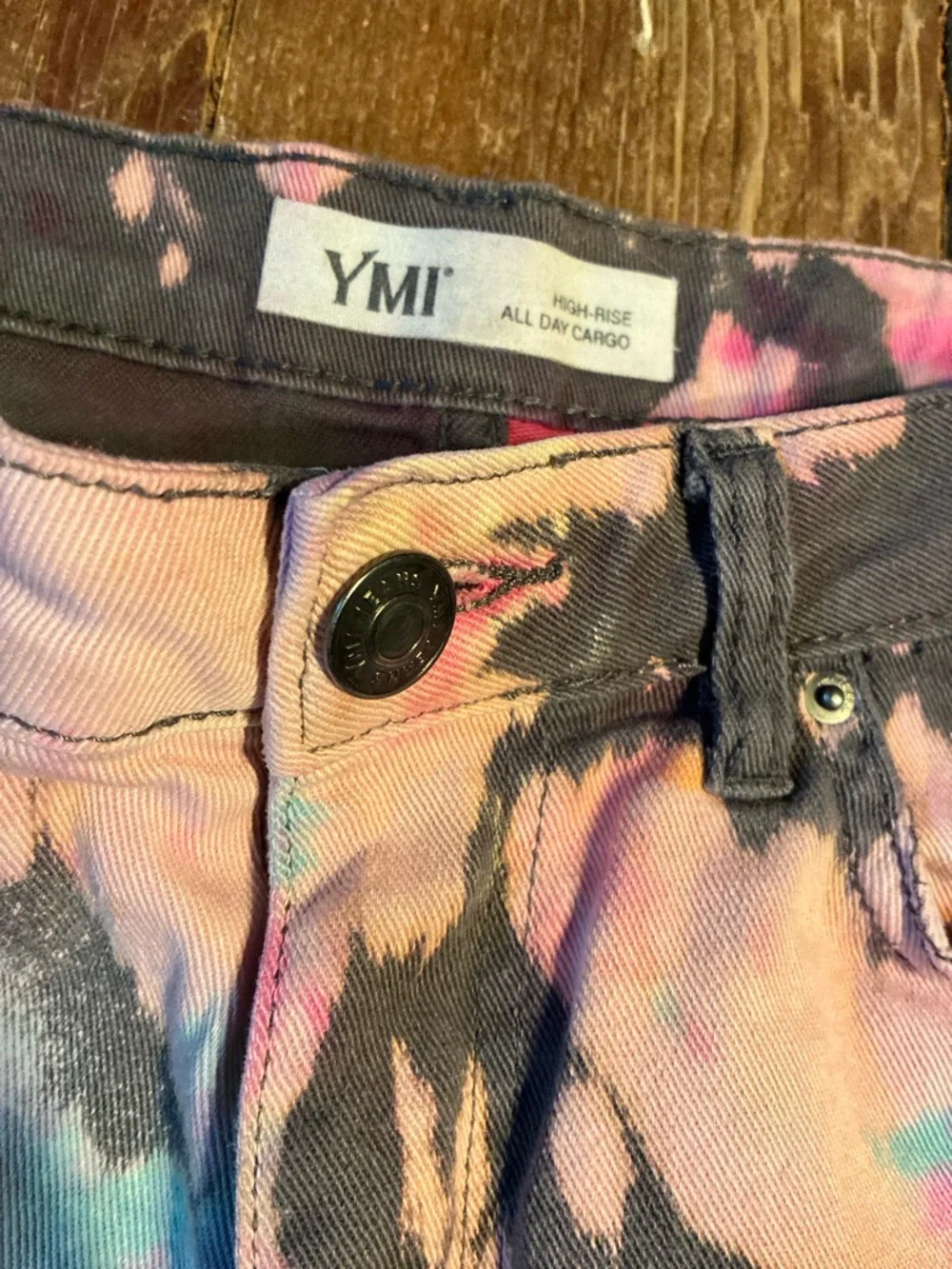 YMI Cargo Pants with hand dyed Tie-Dye Splatter - Picture 4 of 6
